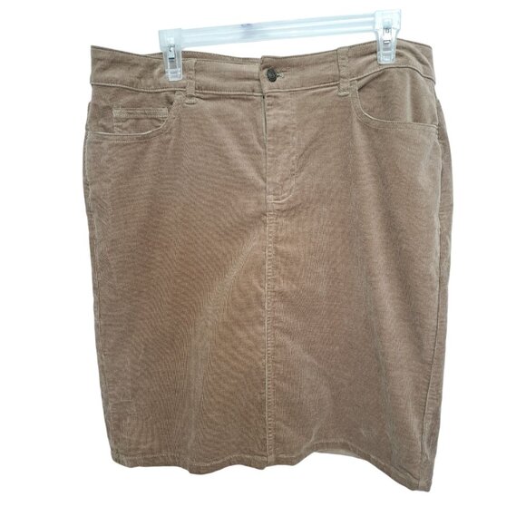Y2K Chaps Womens 14 Khaki Corduroy Cottagecore Skirt Classic Fall/Winter Staple - Picture 1 of 7